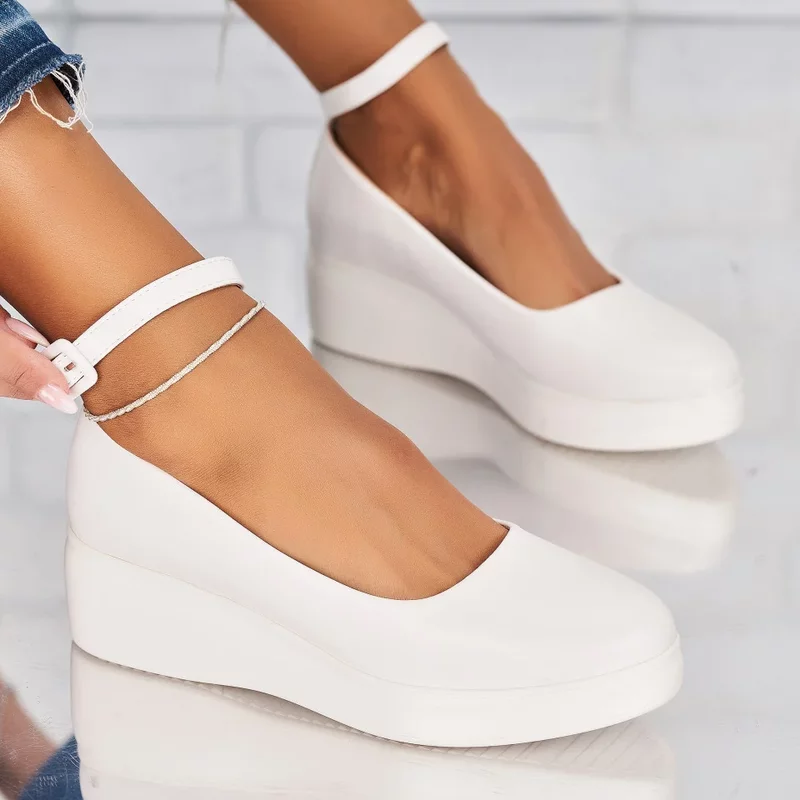 Pantofi dama casual albi din piele ecologica Tamara