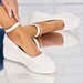 Pantofi dama casual albi din piele ecologica Tamara